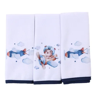 Pano de Boca Art Bebê Aquarela Avião - 3 Peças